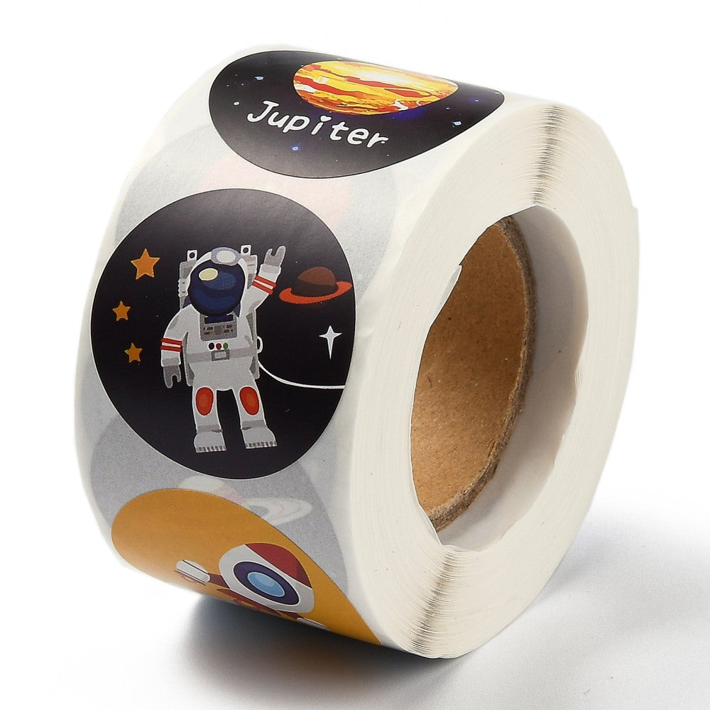Light Gray *LARGE Solar System Astronaut Space Stickers 500 on a roll -  Colourful Teacher Merit Stickers