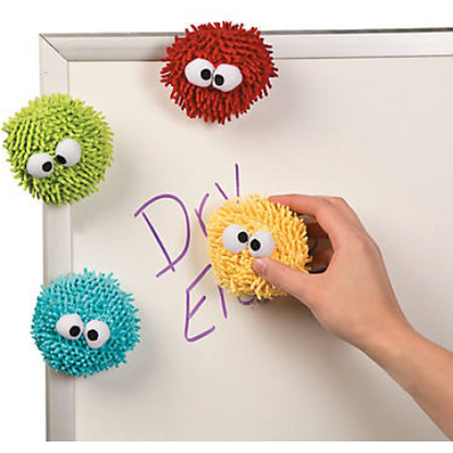 Light Gray Plush Googly Eye Primary Colour Dry Erase Board Erasers -  Great Classroom Prizes and Incentives