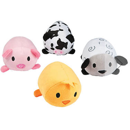 Light Gray Plush Toy Roly-Poly Farm Animals 10cm