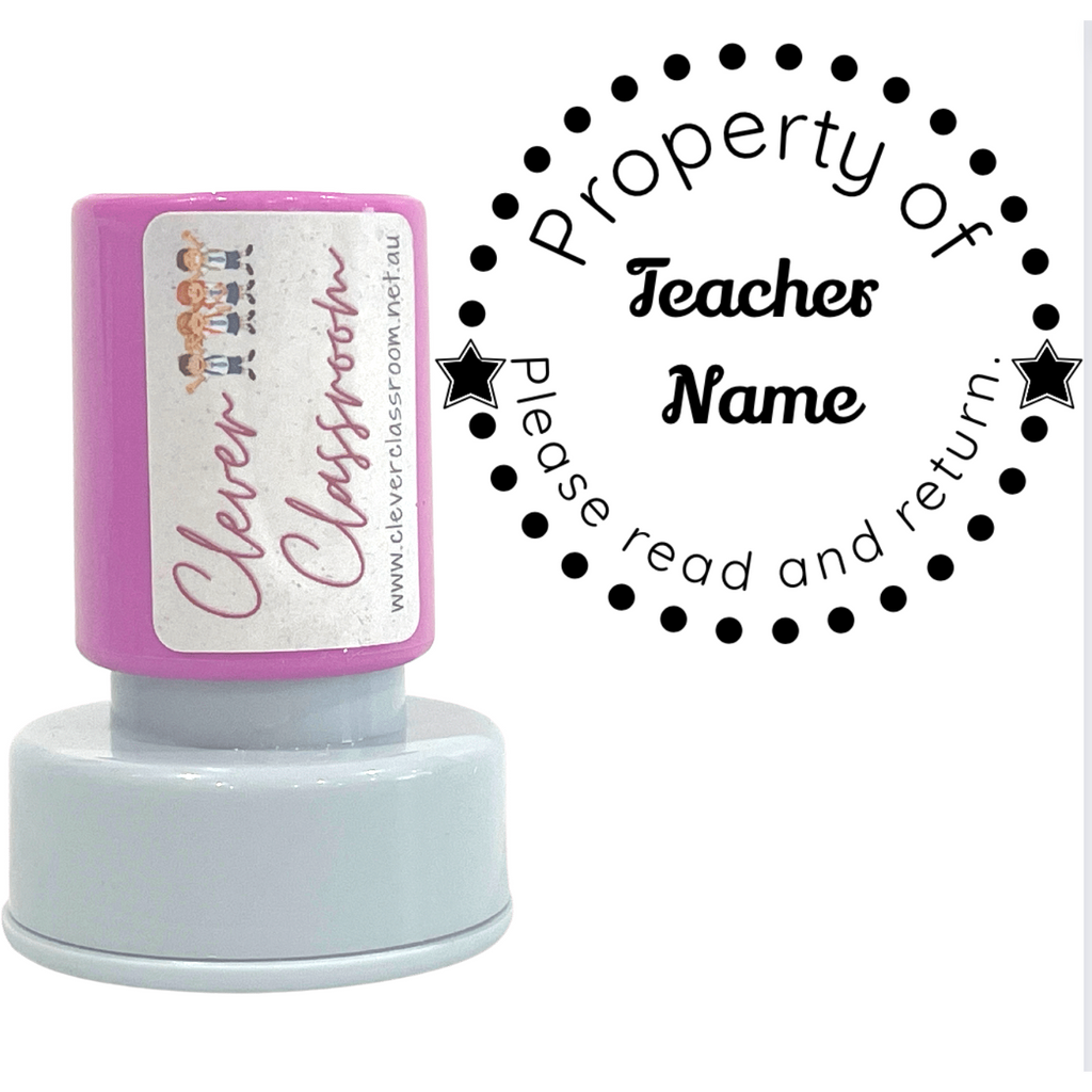 Gray Property of... PersonalisedTeacher Stamp Self-inking 30mm round