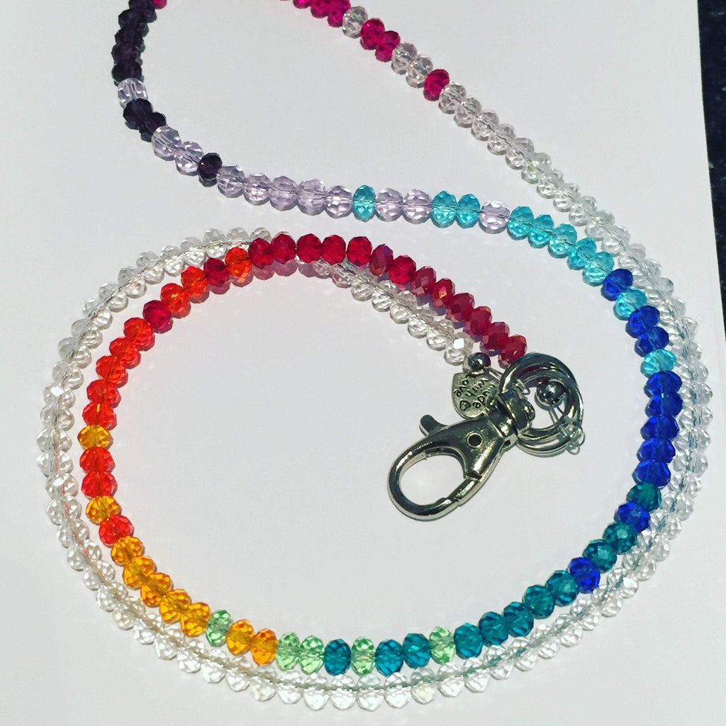 Rainbow Bling Lanyard - Swarovski Crystal Lanyard - Hand made to order - Clever Classroom