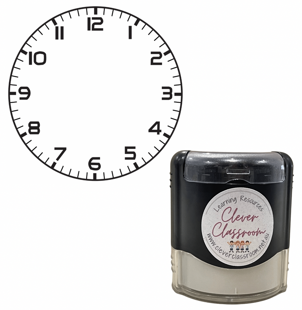 Dark Slate Gray Blank Clock Face Teacher Stamp Self-inking 40mm round