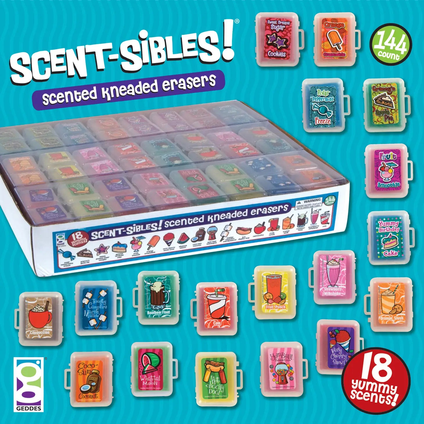 Light Sea Green NEW!! 18 Pack Scent-sibles Scented Kneaded Erasers