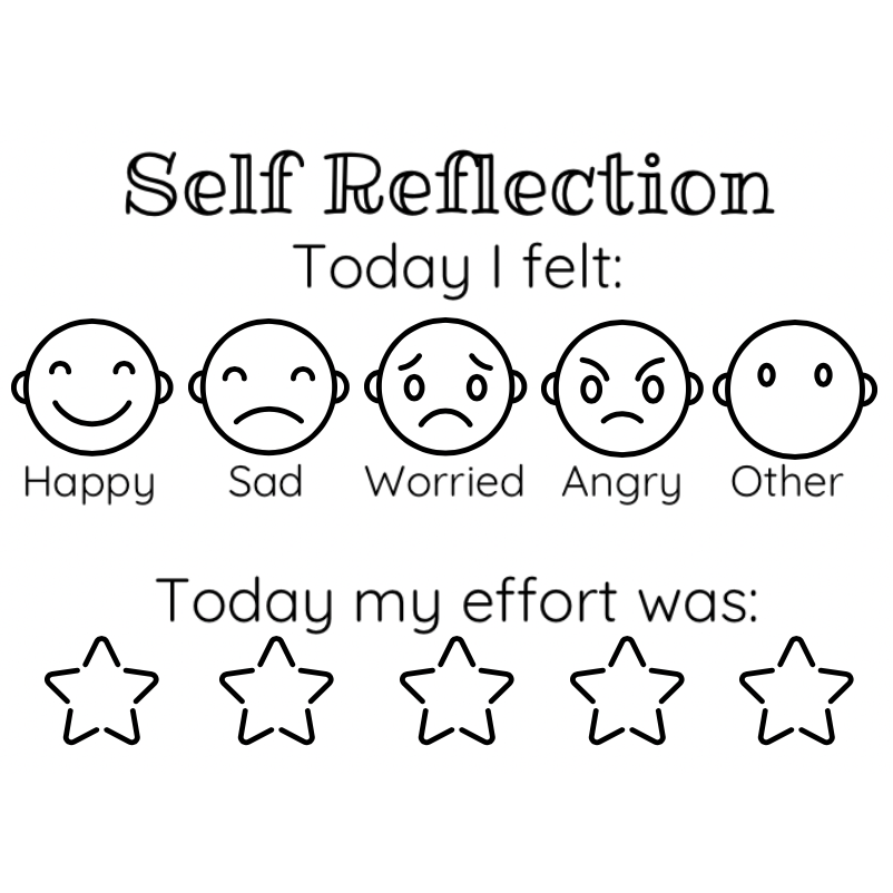 Black Self Reflection for Student - Teacher Stamp - 43 x 67mm Rectangle