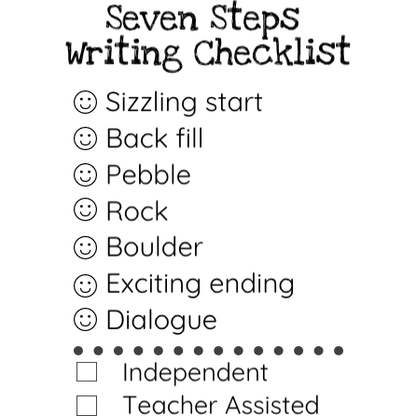 Light Gray Seven Steps Writing Checklist Stamp - 43 x 67mm Rectangle