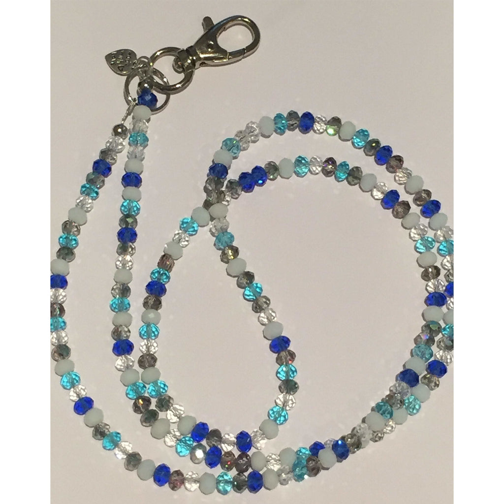 Shades of Blue Swarovski Crystal Lanyard - Full Length Lanyard - Clever Classroom