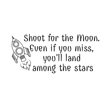 Light Gray Shoot for the Moon - Growth Mindset Teacher Stamp - Rectangle 43 x 67mm