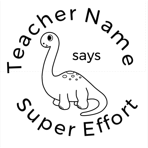 Black Super Effort Dino Teacher Stamp Self-inking 30mm round