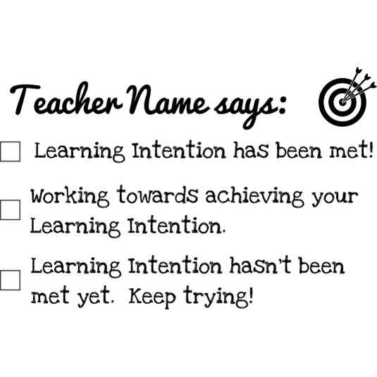 Learning Intention Target Targets - Learning Intention Personalised Teacher Stamp - 43 x 67mm Re ...