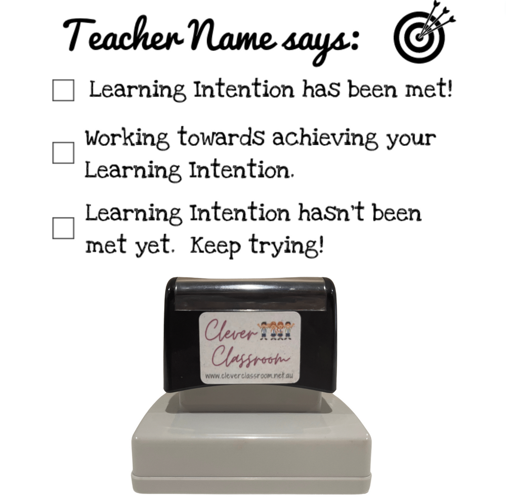Rosy Brown Targets - Learning Intention Personalised Teacher Stamp - 43 x 67mm Rectangle