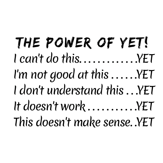 Black The power of yet  - Growth Mindset Teacher Stamp - 43 x 67mm Rectangle