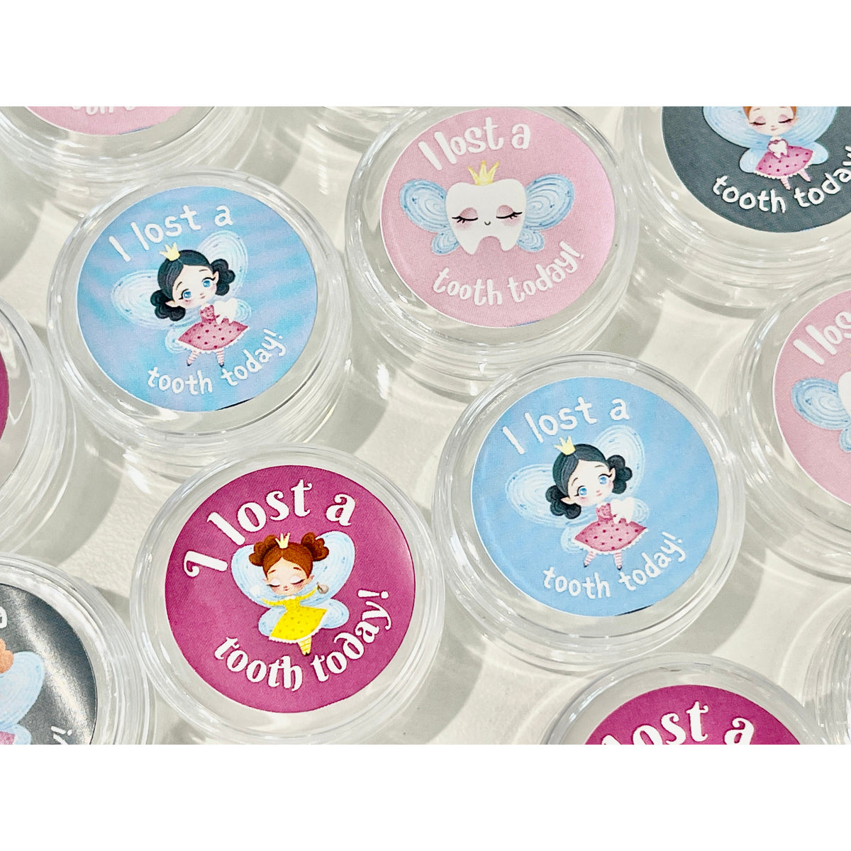 Light Gray Tooth Fairy  "I lost a tooth today" take home containers 24 set