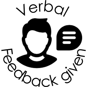 Gray Verbal feedback given (male) Teacher Stamp Self-inking 20mm round