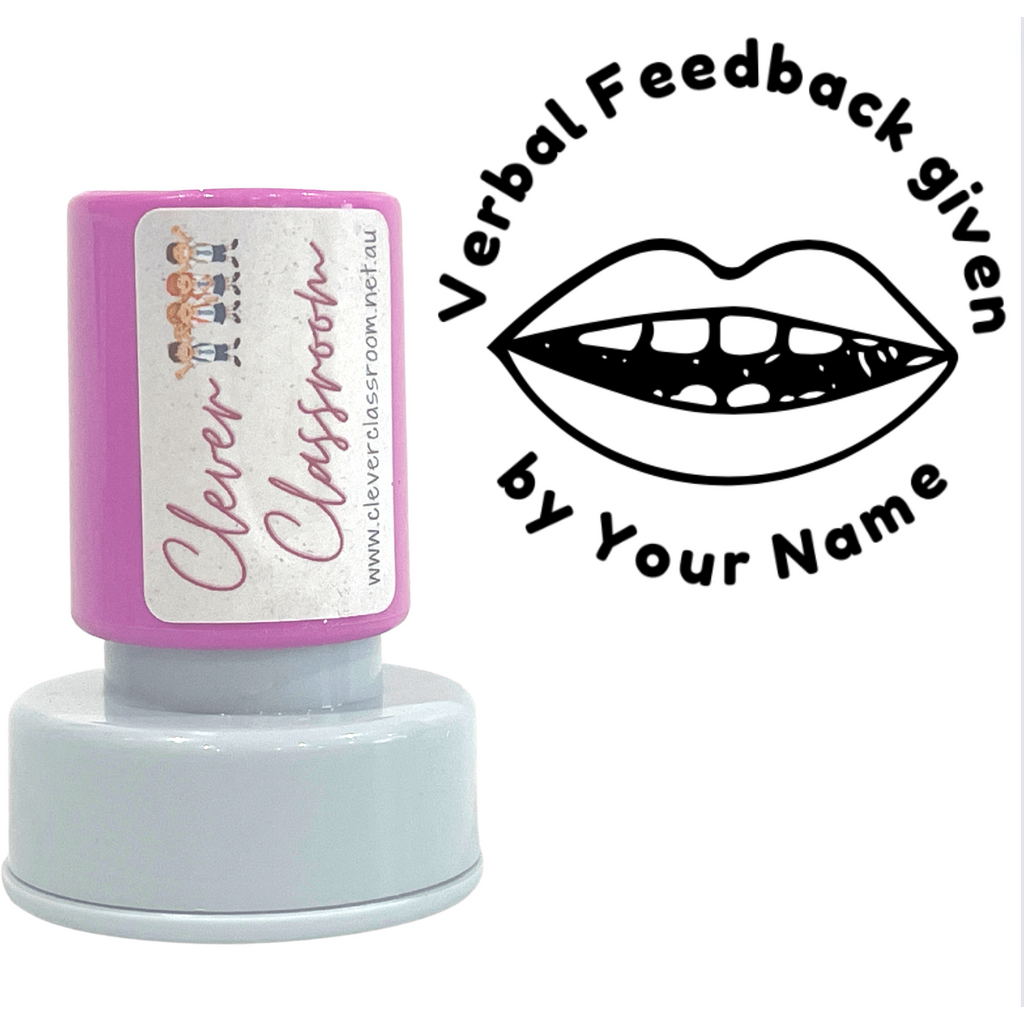 Gray Verbal Feedback Teacher Stamp Self-inking 30mm round