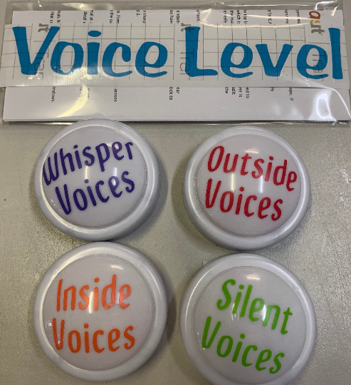 Rosy Brown Voice Level Board Display - Tap / Touch / Push Lights - for classroom use.