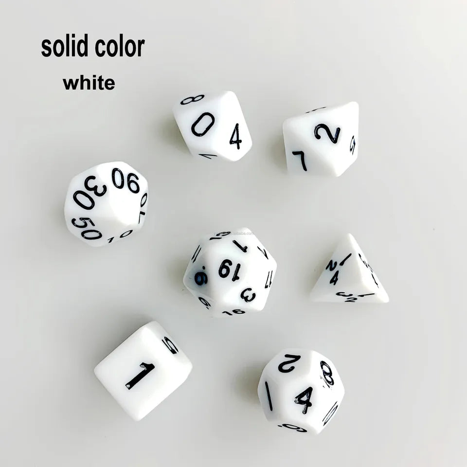 Multi-sided set of Dice - Pack of 7 dice 4-20 sided
