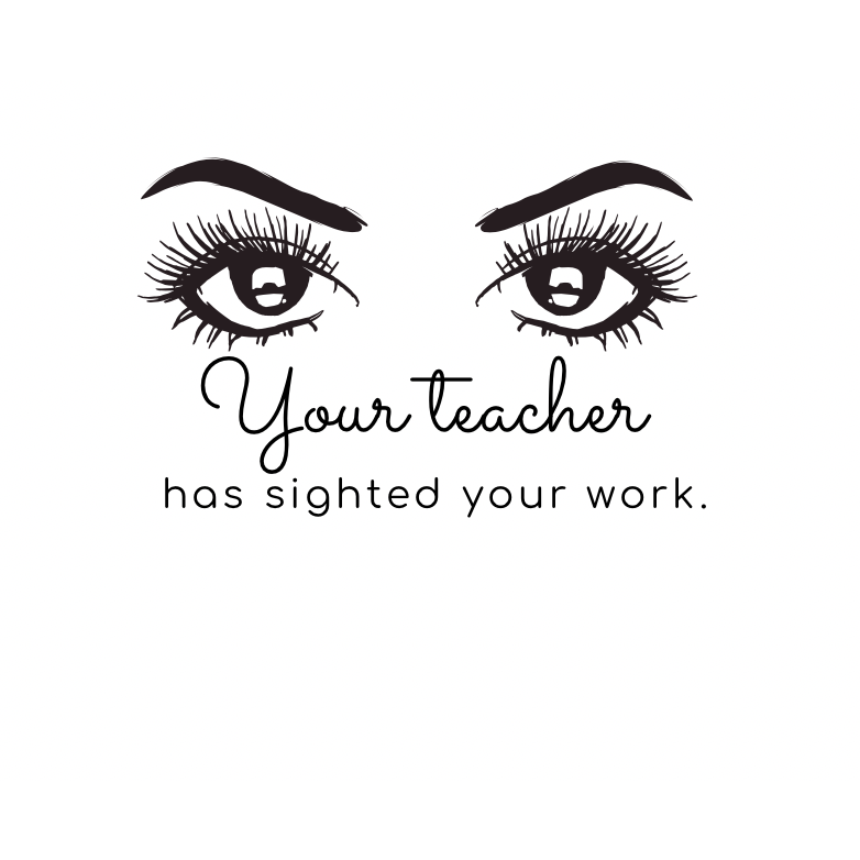 Black Work sighted by your teacher Personalised Teacher Stamp Self-inking Teacher Name 20mm square