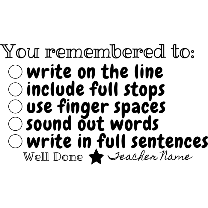 Black Writing Checklist Stamp - You remembered to Teacher Stamp - Rectangle 43 x 67mm