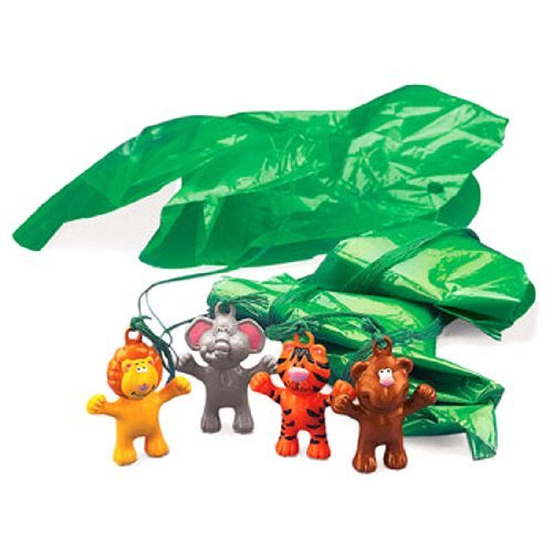 Wheat 12 Mini Animal Paratroopers - Great Classroom Prizes and Incentives